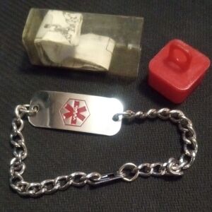 Epilepsy Silver Medical Alert Bracelet with Case